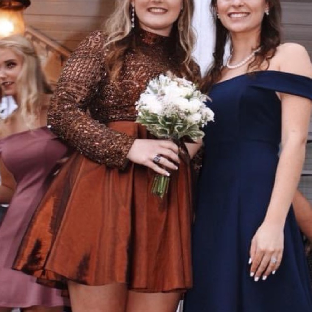 Sherri Hill 2 piece brown sparkle dress